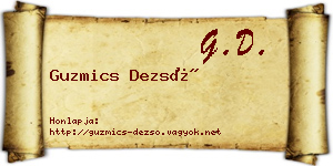 Guzmics Dezső névjegykártya